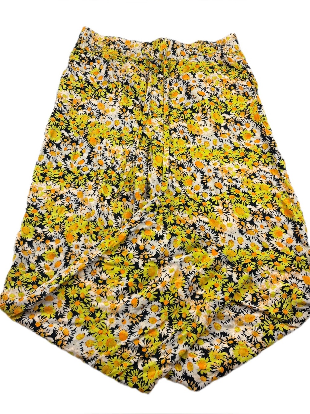 Floral Wide Leg Pants - Yellow Daisy Print